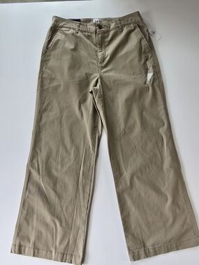GAP High Rise Girlfriend  Wide-Leg Chino Pants in Khaki Sz 12 WMNS